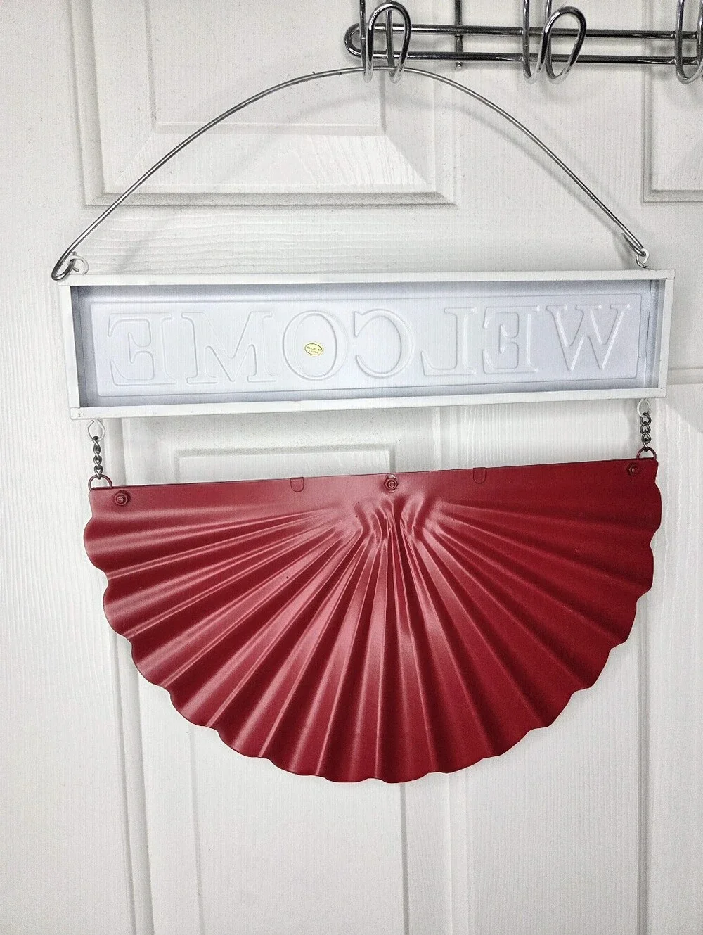 Patriotic Welcome Metal Hanging Bunting Sign Wall Decor‎ Red White Blue